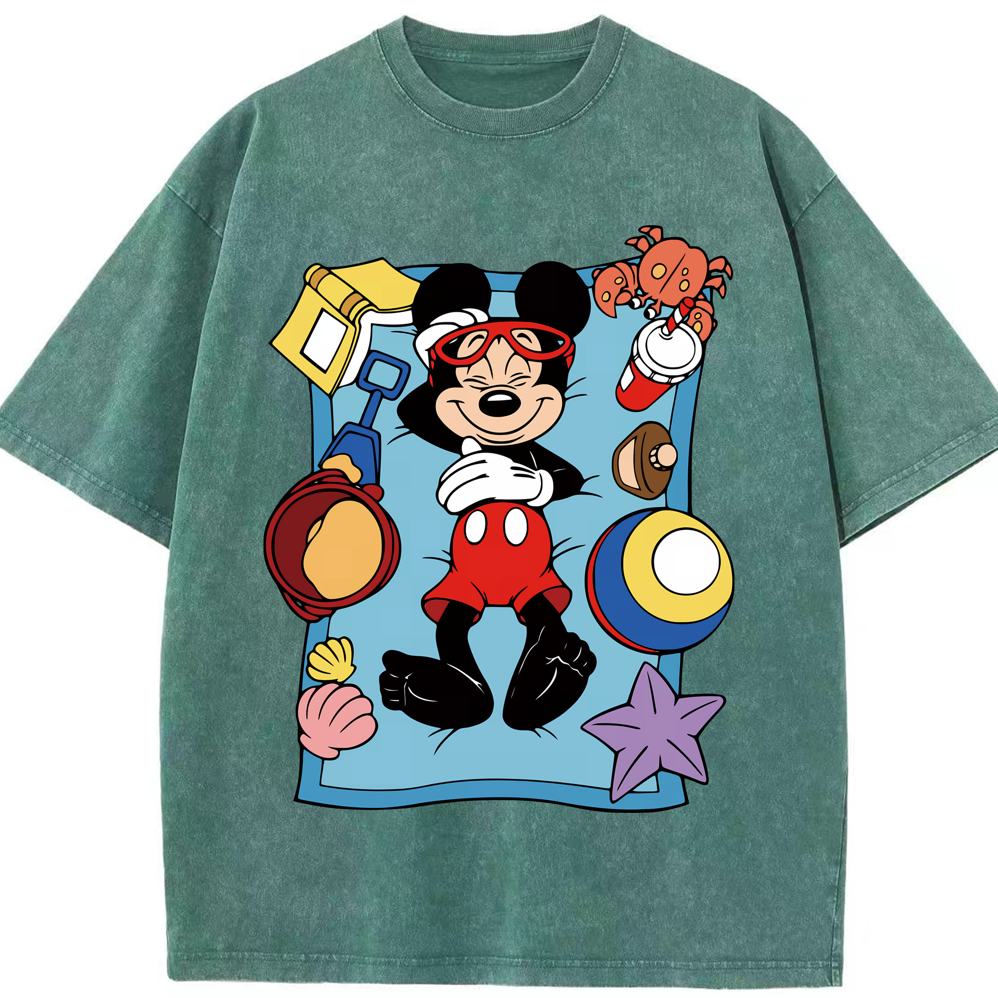 （画像用） ミッキーマウス Mickey Mouse 綿100% ヴィンテージ風 半袖Tシャツ（フロントプリント）